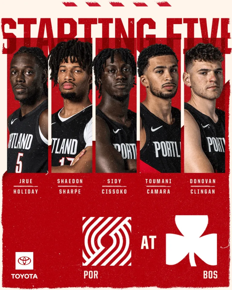 开云APP-开拓者首发：霍勒迪、夏普、西索科、卡马拉、克林根